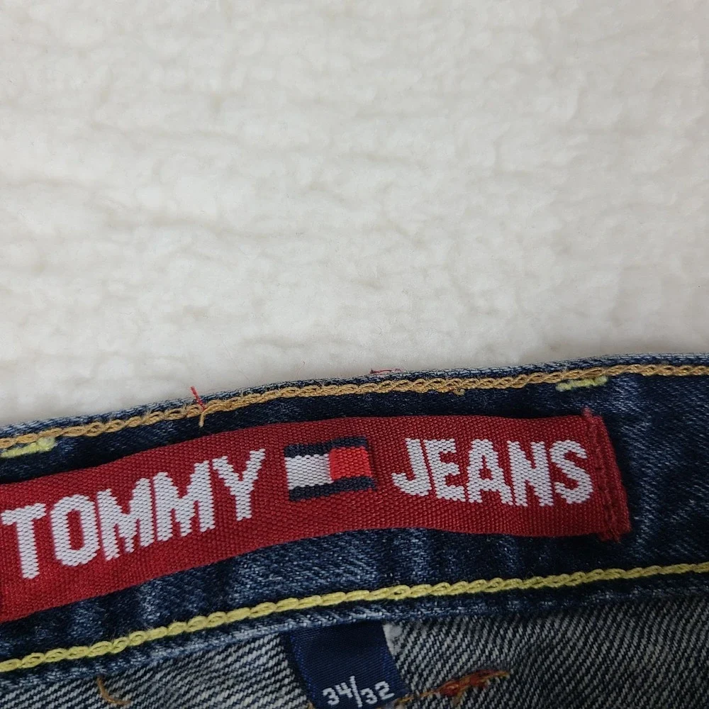 VTG Tommy Hilfiger Jeans Mens 34x32 Blue Straight Leg Utility‎ Denim MEXICO 02'